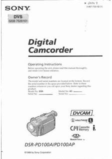 Sony DSR PD 100 A manual. Camera Instructions.